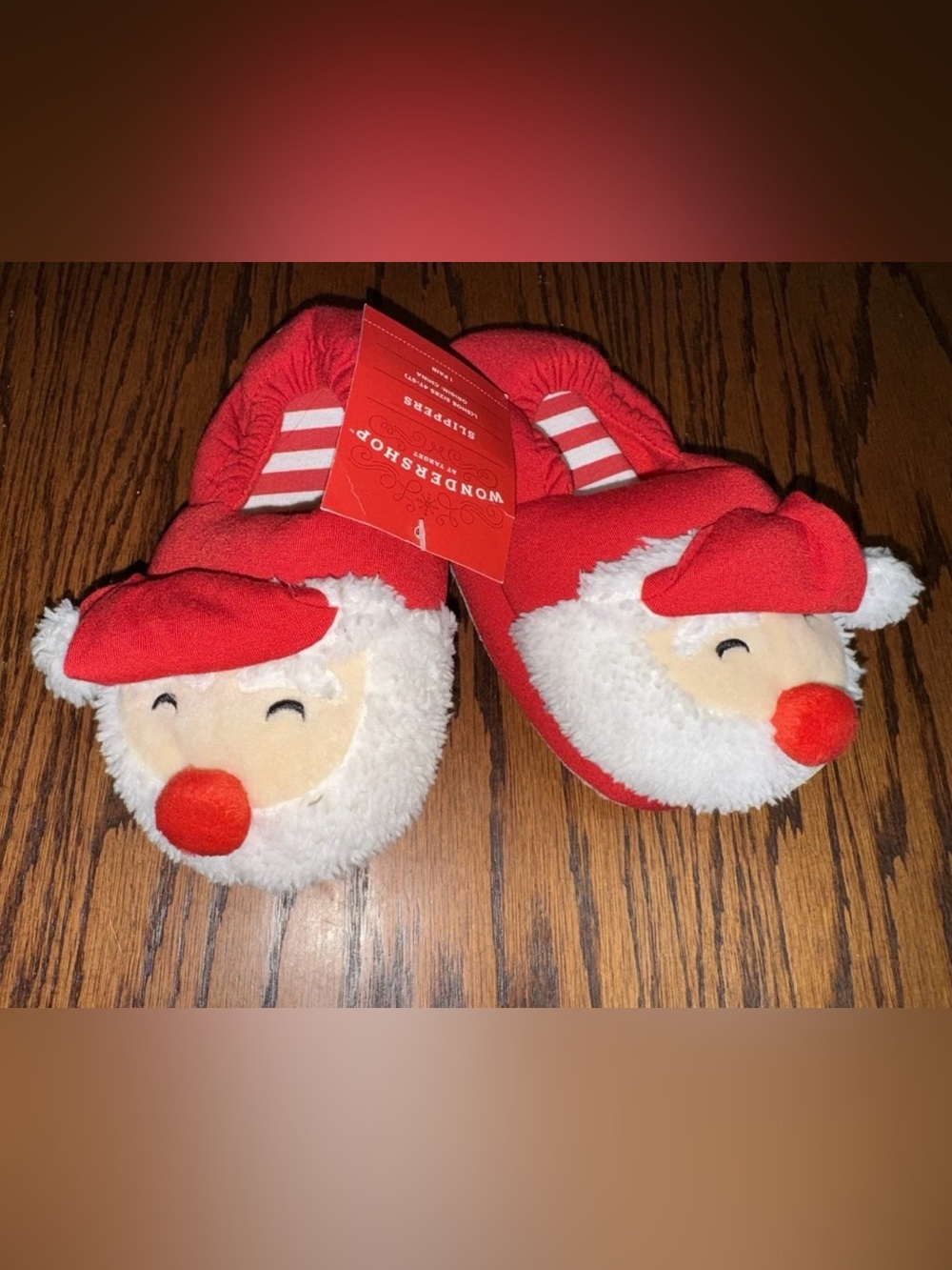 NWT Boys Girls Santa Slippers Light Up Nose Large 4T / 5T Christmas Holiday 8-13
